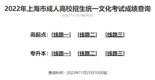 上海市2022年成人高考成绩查询入口已开通